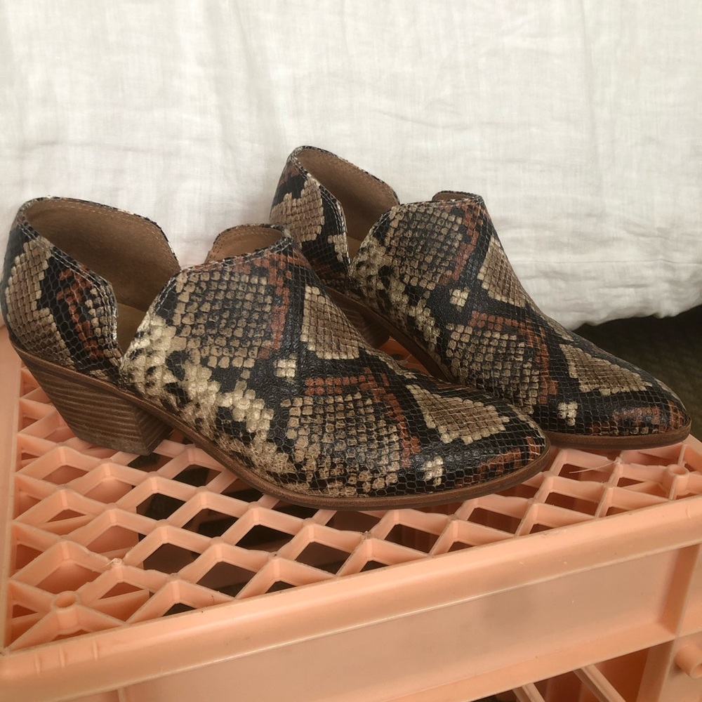Madewell cutout snakeskin booties
